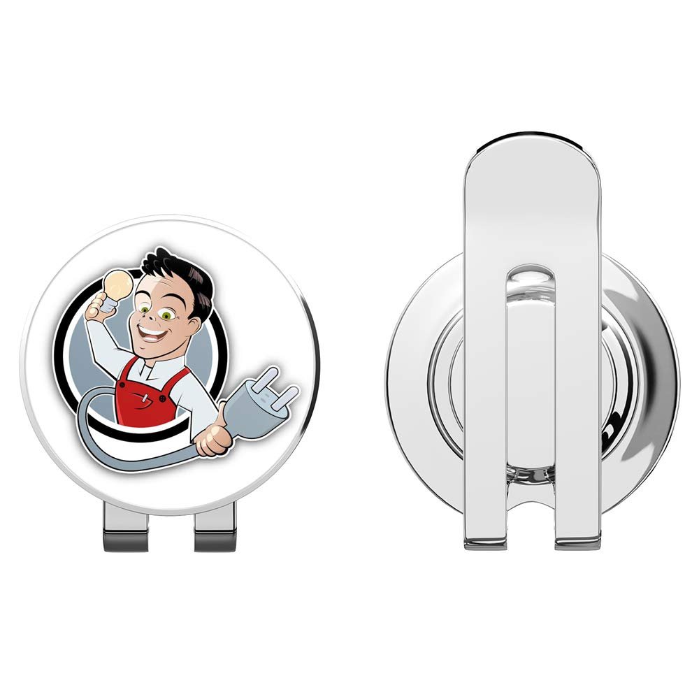 888 Graphics Electrician Funny Cartoon Guy Golf Hat Clip with Magnetic Ball Marker