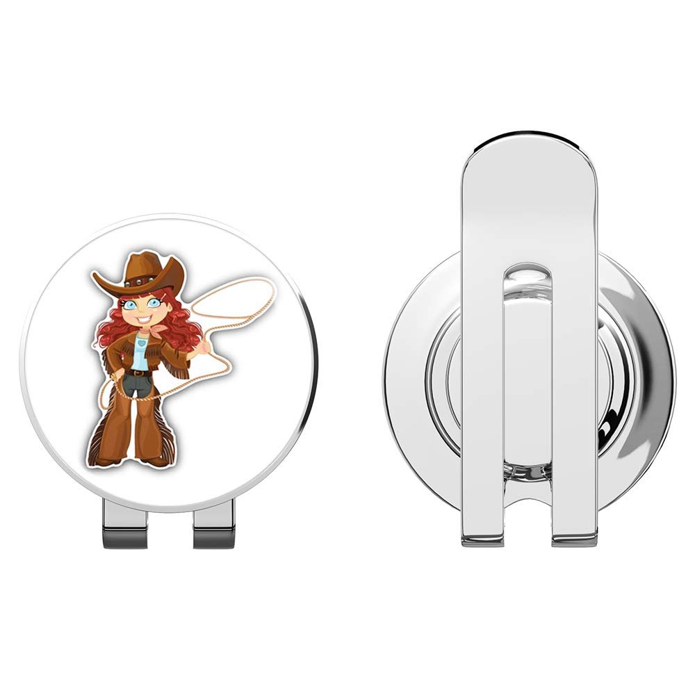 888 Graphics Cowgirl Lasso Curly Hair Golf Hat Clip with Magnetic Ball Marker