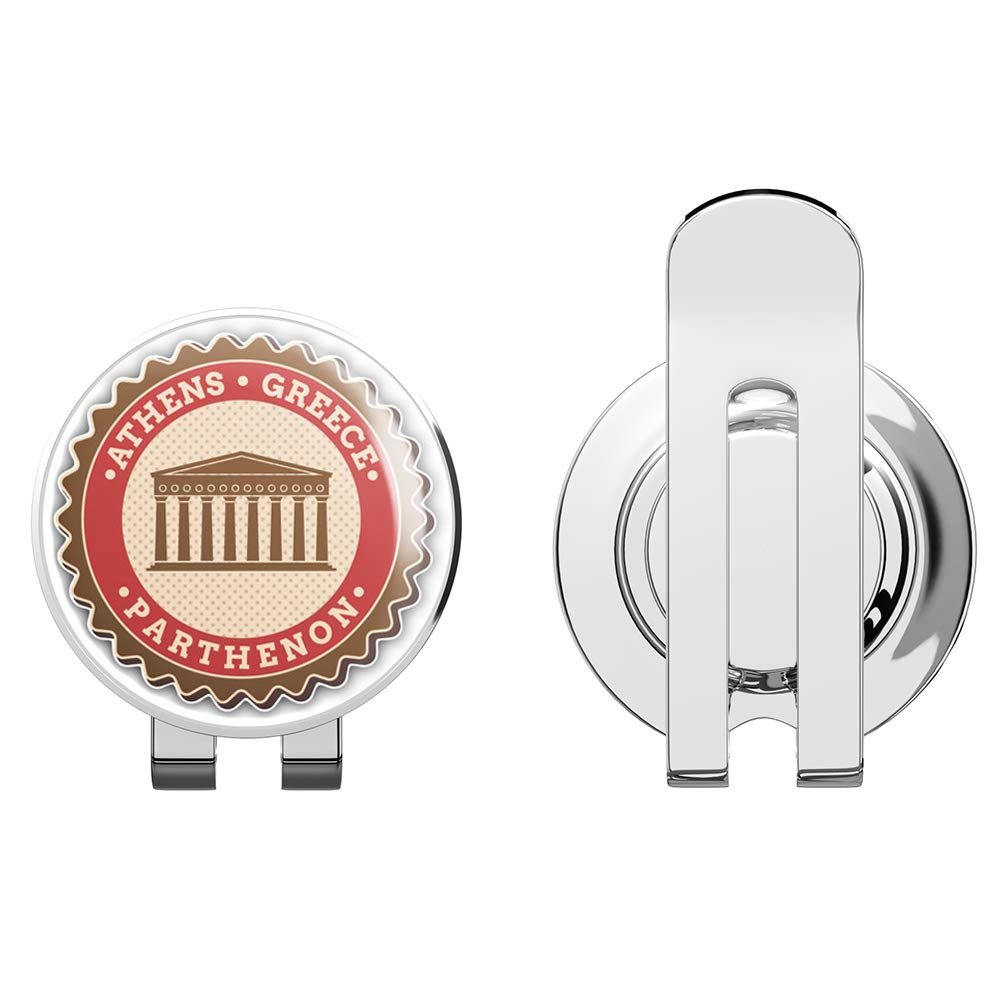 888 Graphics Athens Greece Vintage Label Golf Hat Clip with Magnetic Ball Marker