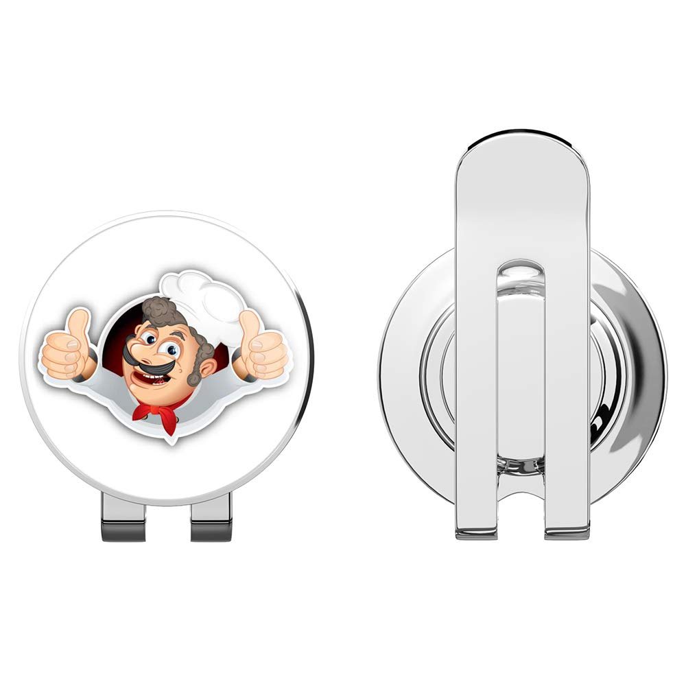888 Graphics Chef Cheerful Cook Cartoon Golf Hat Clip with Magnetic Ball Marker