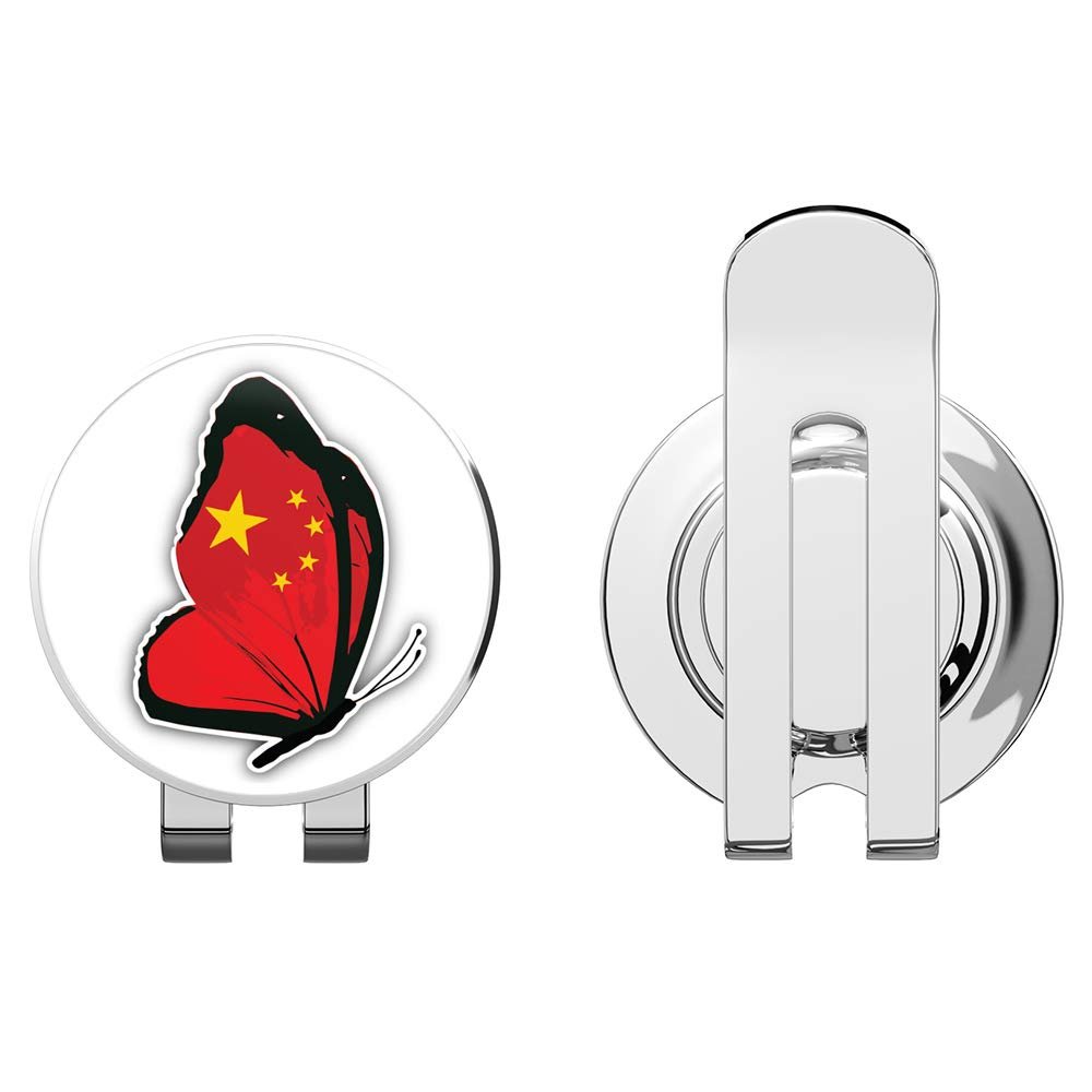 888 Graphics China Flag Butterfly Golf Hat Clip with Magnetic Ball Marker