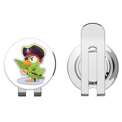 888 Graphics Cartoon Parrot Pirate Golf Hat Clip with Magnetic Ball Marker