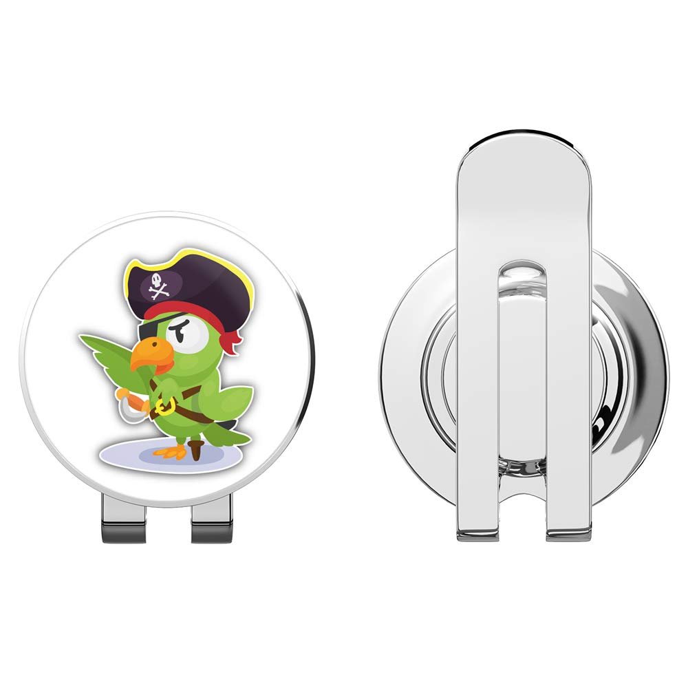 888 Graphics Cartoon Parrot Pirate Golf Hat Clip with Magnetic Ball Marker