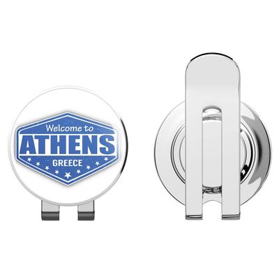 888 Graphics Athens City Greece Grunge Travel Stamp Golf Hat Clip with Magnetic Ball Marker