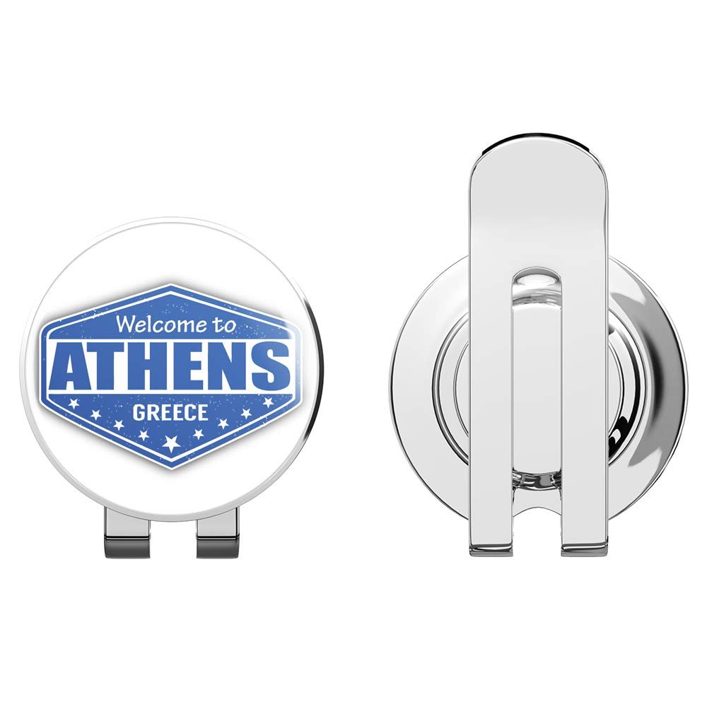 888 Graphics Athens City Greece Grunge Travel Stamp Golf Hat Clip with Magnetic Ball Marker