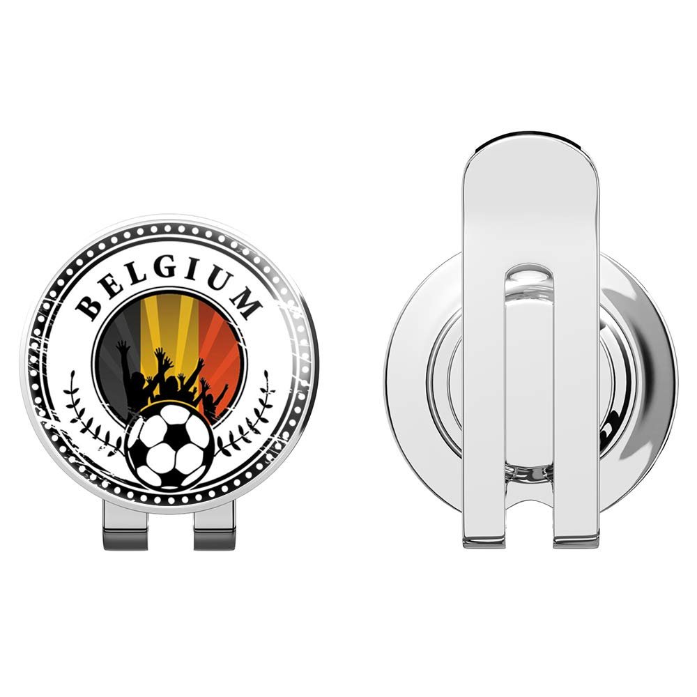 888 Graphics Belgium Soccer Fans Grunge Rubber Stamp Golf Hat Clip with Magnetic Ball Marker