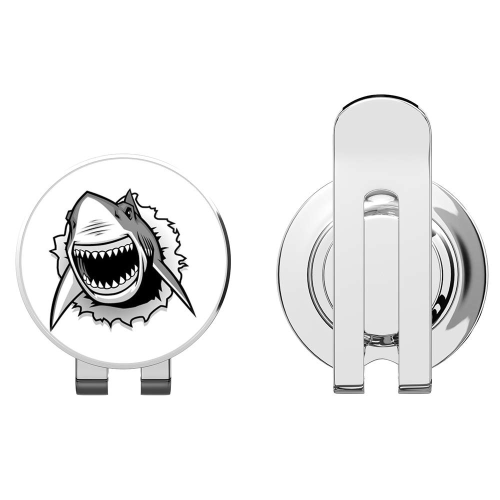888 Graphics Angry Shark Head Mascot Golf Hat Clip with Magnetic Ball Marker