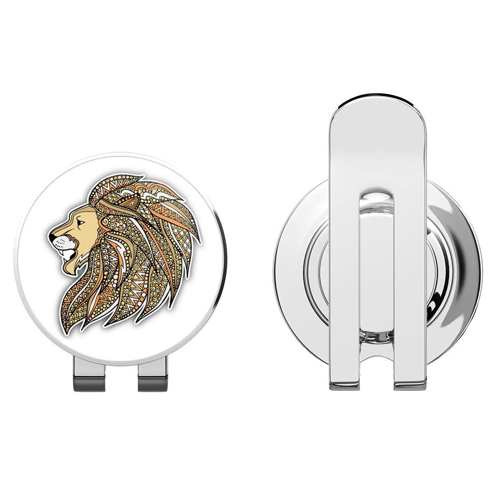 888 Graphics Cheerful Lion Head Golf Hat Clip with Magnetic Ball Marker