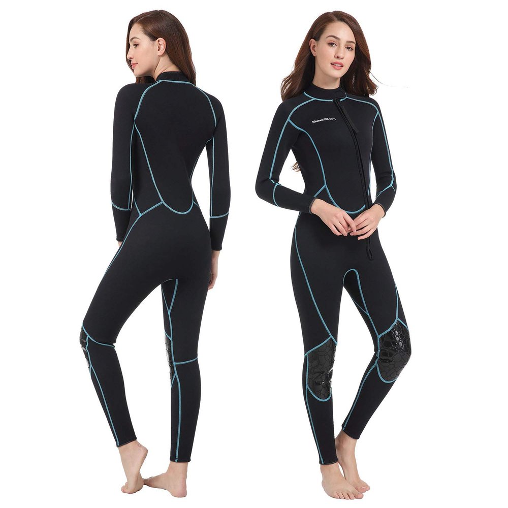 Seaskin Mens 3mm Shorty Wetsuit Womens, Full Body Diving Suit Front Zip Wetsuit for Diving Snorkeling Surfing Swimming Large