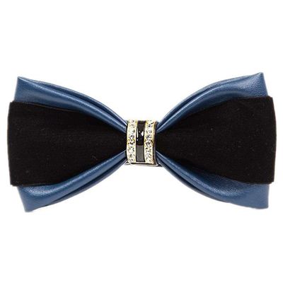 Men's Pre-tied PU Leather Crystal Bow Ties Tuxedo Banquet Big Bowtie