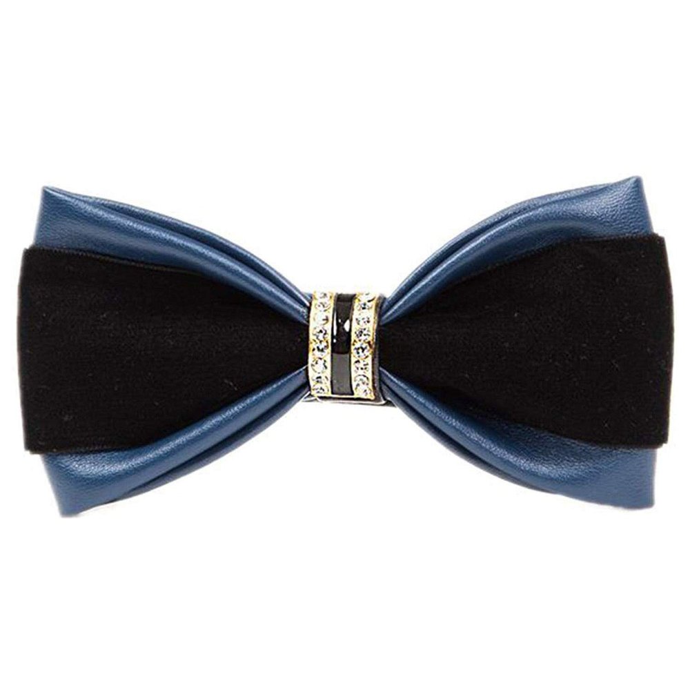 Men's Pre-tied PU Leather Crystal Bow Ties Tuxedo Banquet Big Bowtie