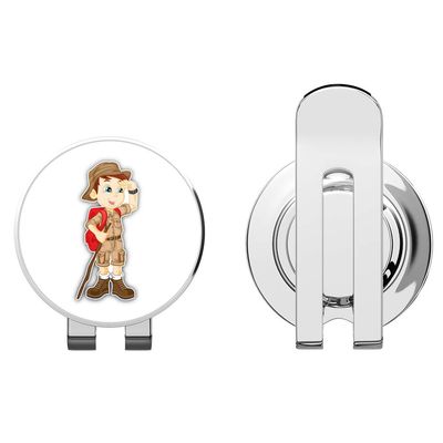 888 Graphics Cute Hiker Boy Golf Hat Clip with Magnetic Ball Marker