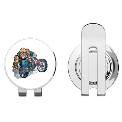 888 Graphics Cartoon Funny Bike Rider Smoke Golf Hat Clip with Magnetic Ball Marker