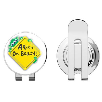 888 Graphics Alien On Board Funny Warning Sign Golf Hat Clip with Magnetic Ball Marker