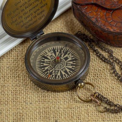 Calyron Brass 2.25" Pocket Magnetic Compass with Chain Nautical Boat Decor Antique Steampunk Style Sun dial Engraved Gifts Directional Pirate Hiking Travel Camping Compass