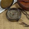 Calyron Brass 2.25" Pocket Magnetic Compass with Chain Nautical Boat Decor Antique Steampunk Style Sun dial Engraved Gifts Directional Pirate Hiking Travel Camping Compass view 1