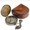 Calyron Brass 2.25" Pocket Magnetic Compass with Chain Nautical Boat Decor Antique Steampunk Style Sun dial Engraved Gifts Directional Pirate Hiking Travel Camping Compass view 3