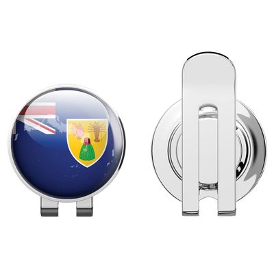 888 Graphics Turks and Caicos Islands Glossy Flag Map Label Golf Hat Clip with Magnetic Ball Marker
