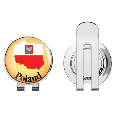 888 Graphics Poland Map Flag Glossy Label Golf Hat Clip with Magnetic Ball Marker