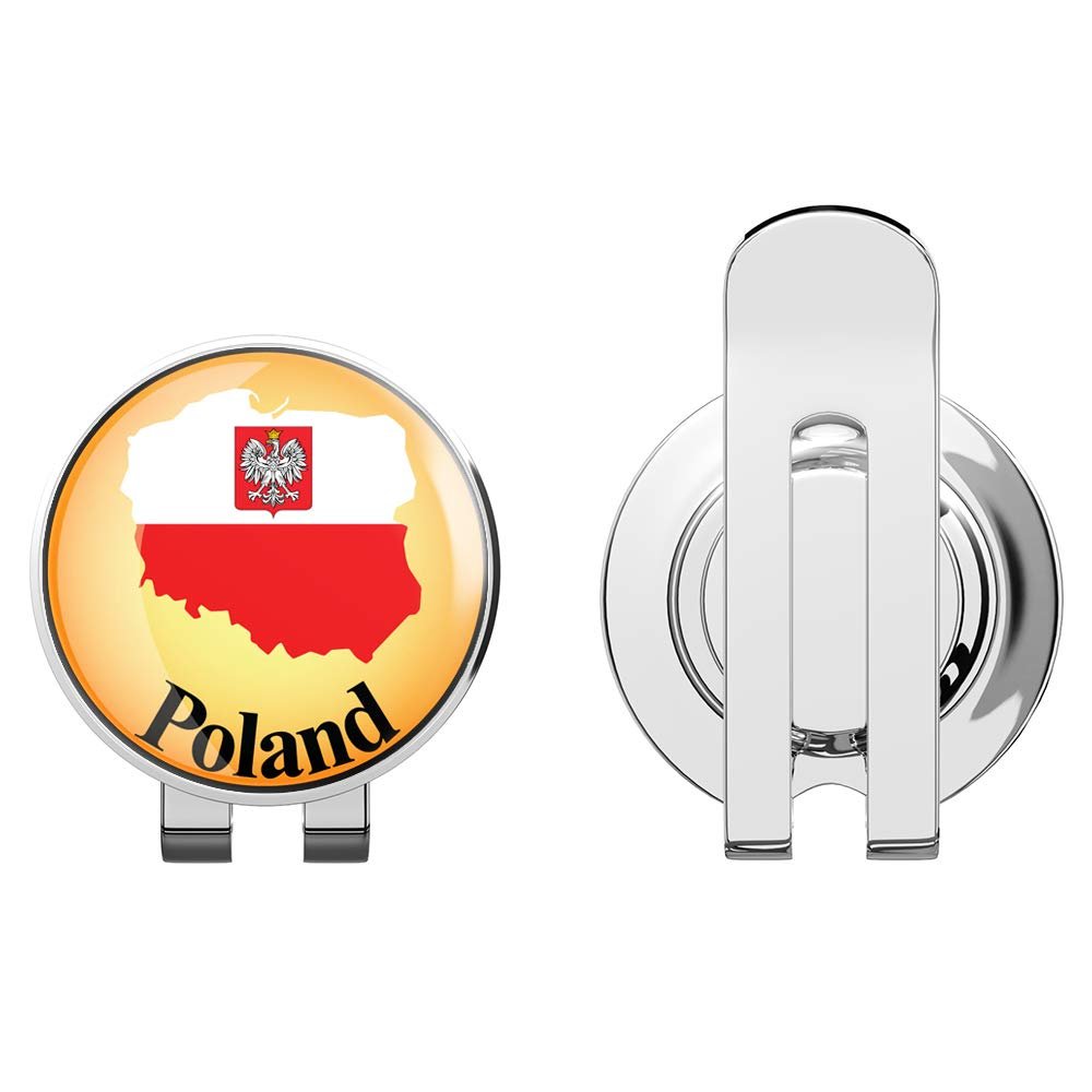 888 Graphics Poland Map Flag Glossy Label Golf Hat Clip with Magnetic Ball Marker