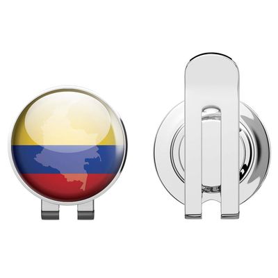 888 Graphics Colombia Map Flag Glossy Label Golf Hat Clip with Magnetic Ball Marker