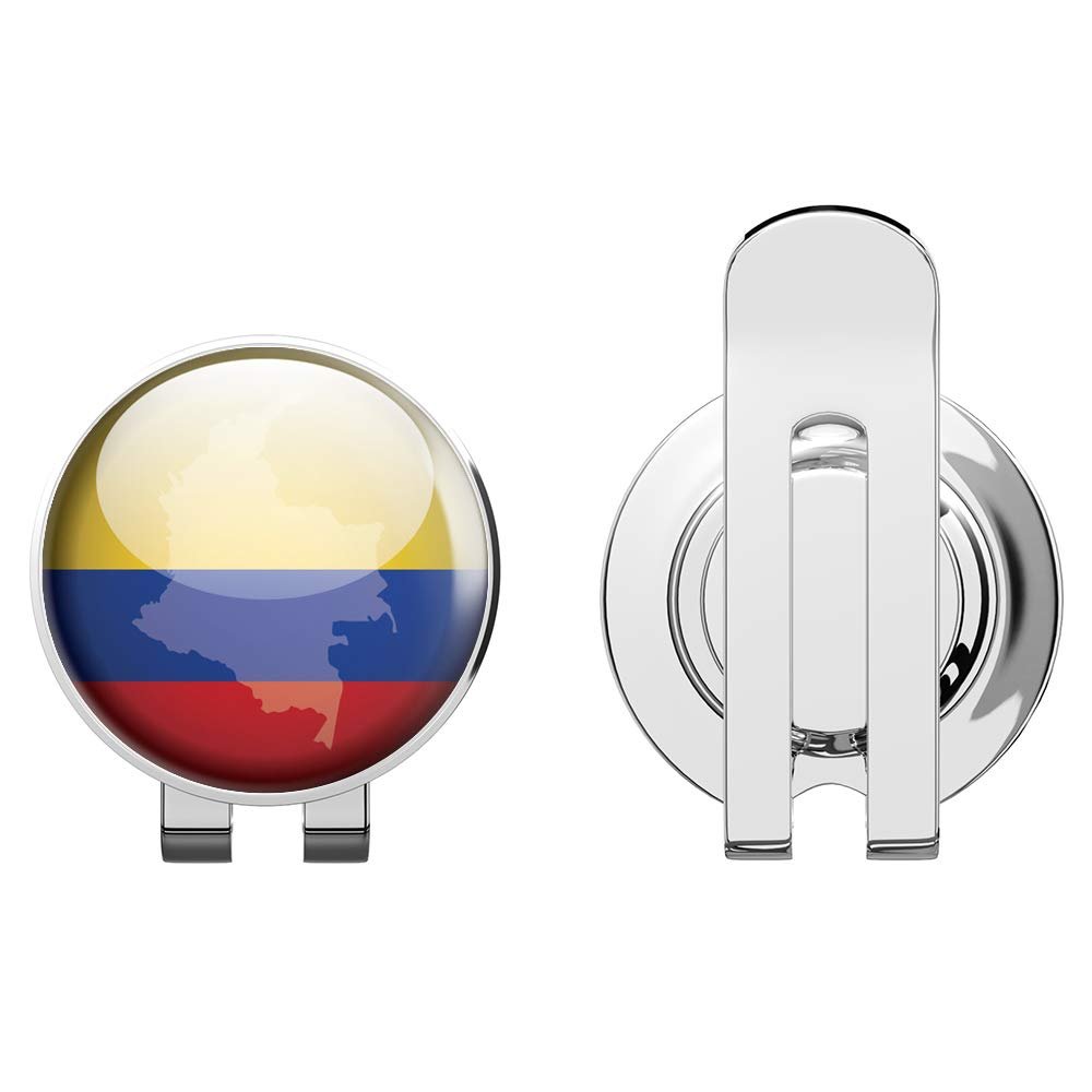888 Graphics Colombia Map Flag Glossy Label Golf Hat Clip with Magnetic Ball Marker