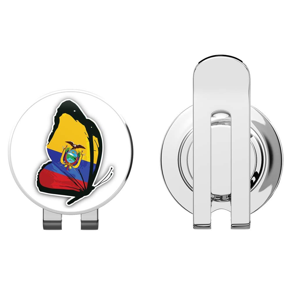888 Graphics Ecuador Flag Butterfly Golf Hat Clip with Magnetic Ball Marker