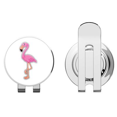 888 Graphics Cartoon Flamingo Golf Hat Clip with Magnetic Ball Marker