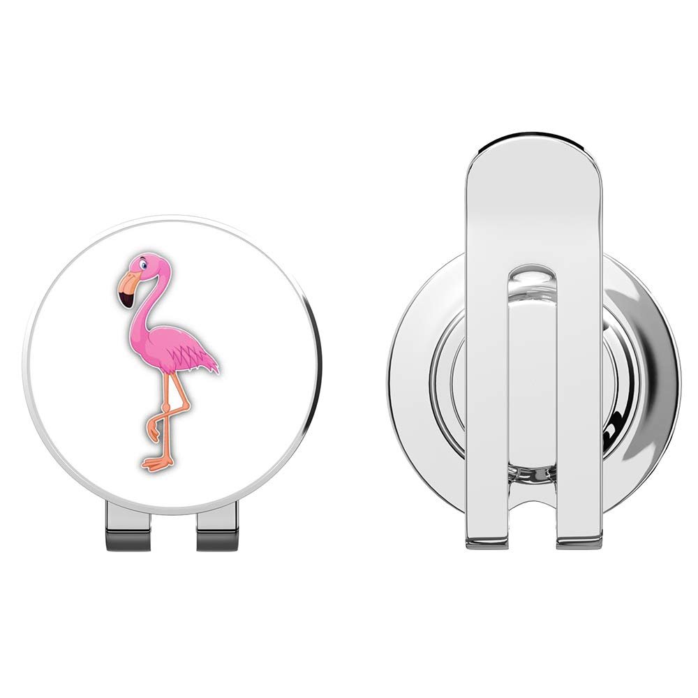 888 Graphics Cartoon Flamingo Golf Hat Clip with Magnetic Ball Marker