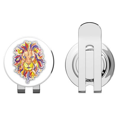 888 Graphics Cheerful Lion Head Golf Hat Clip with Magnetic Ball Marker