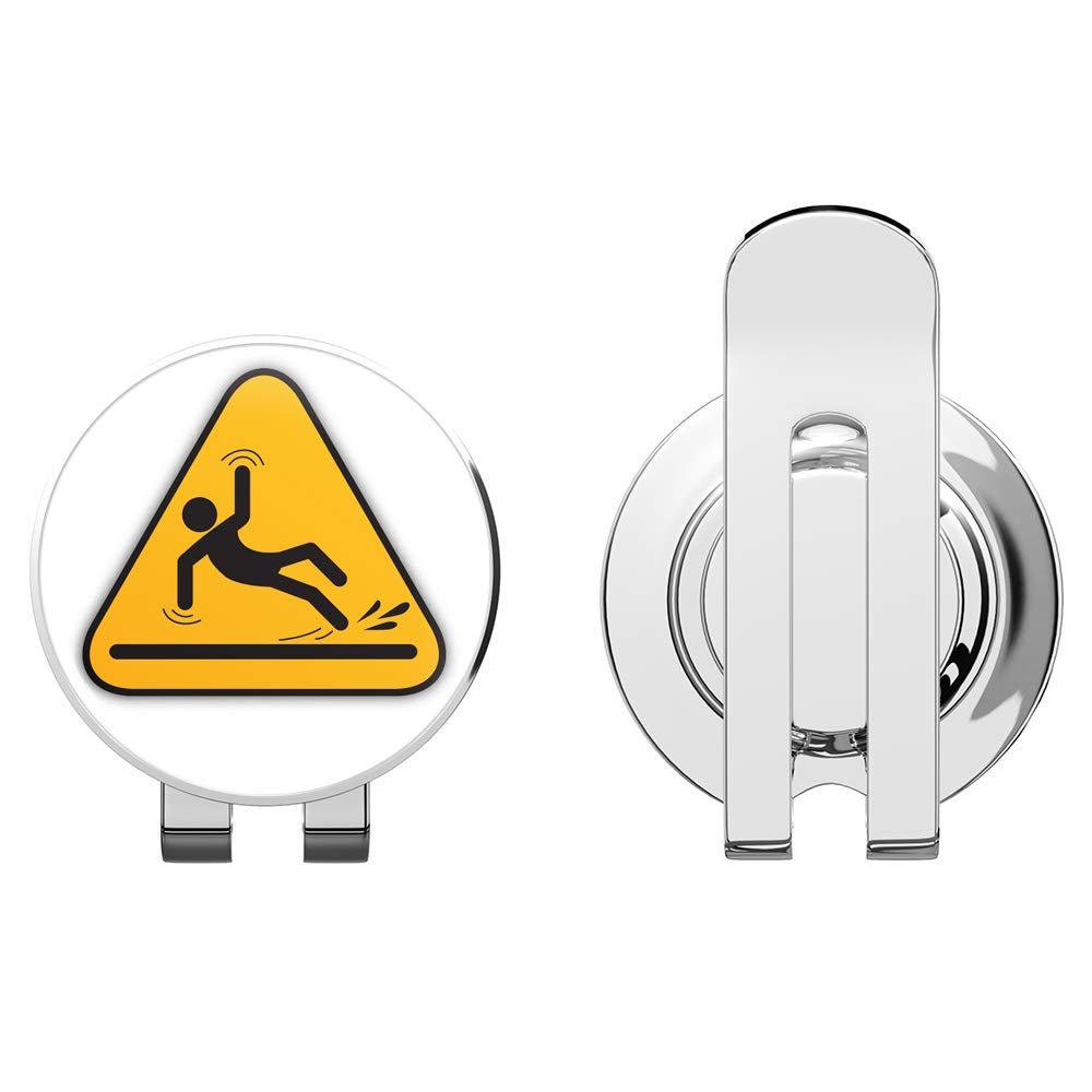 888 Graphics Caution Wet Floor Slippery Road Warning Sign Golf Hat Clip with Magnetic Ball Marker