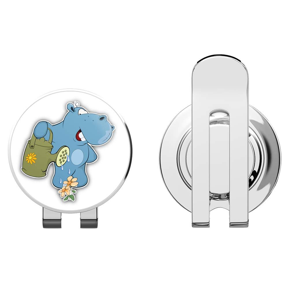 888 Graphics Funny Hippo Gardener Golf Hat Clip with Magnetic Ball Marker