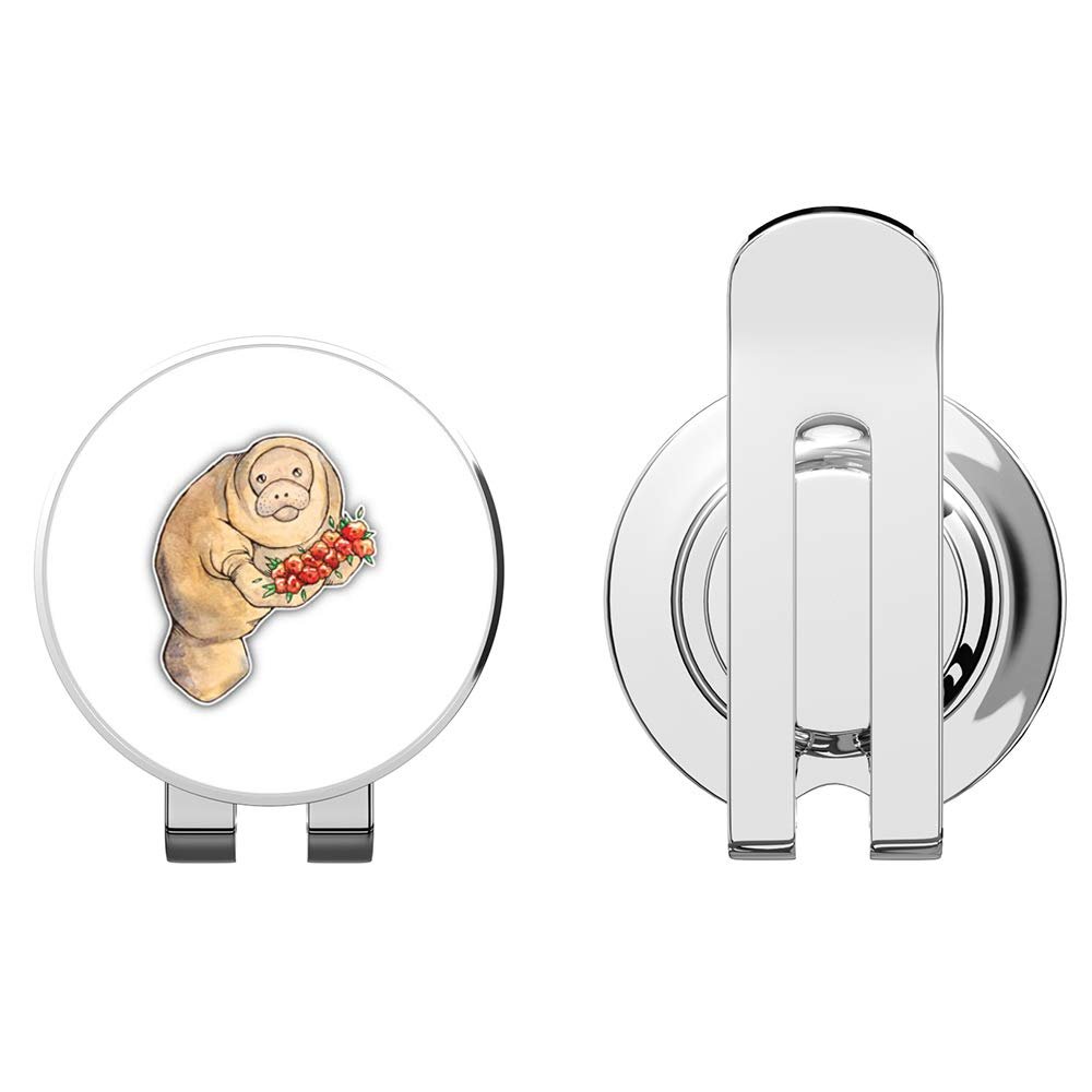 888 Graphics Watercolor Manatee Golf Hat Clip with Magnetic Ball Marker