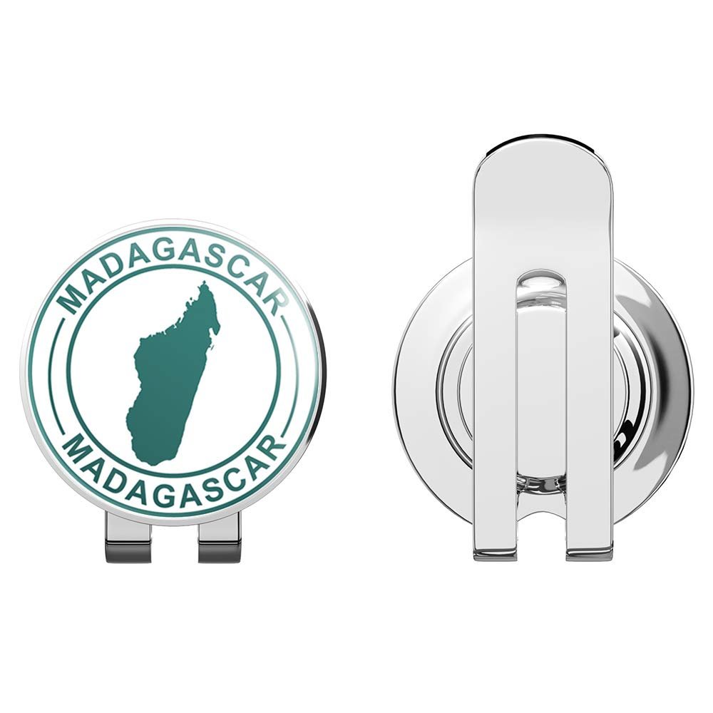 888 Graphics Madagascar Map Rubber Stamp Golf Hat Clip with Magnetic Ball Marker