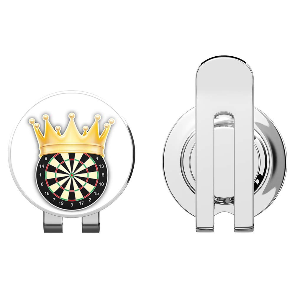 888 Graphics Dart Board Golden Crown Golf Hat Clip with Magnetic Ball Marker