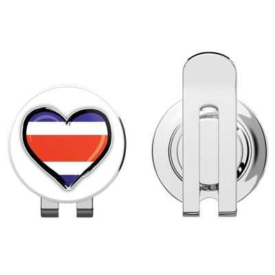 888 Graphics Costa Rica Flag Grunge Glossy Heart Golf Hat Clip with Magnetic Ball Marker