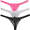 JAXFSTK Men's Pouch Panties Men's Hollow Lace Thong Underwear Male Bikini T-back See-through G-string 3-Pack M view 1