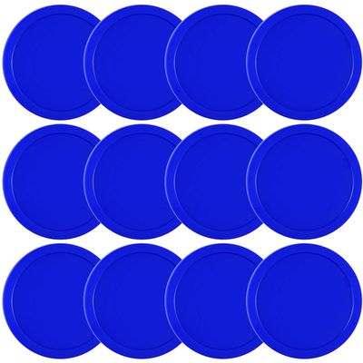 Coopay 12 Pieces Home Air Hockey Pucks 2.5 Inch Heavy Replacement Pucks for Game Tables Equipment Accessories, 12 Grams (Blue)