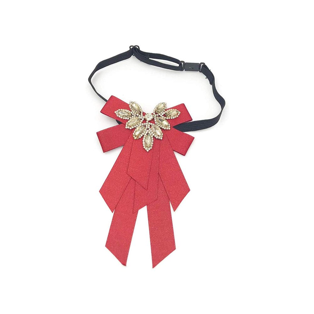 Rhinestone Bow Tie Ribbon Bowknot Neck Tie Banquet Cravat Collar