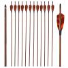 Obert 12pcs Pure Carbon Arrows 28 Inch with 4" Turkey Feathers & Replaceable Arrow Tips Wood Grain Shaft for Recurve/Compound Bow (Spine500) view 1