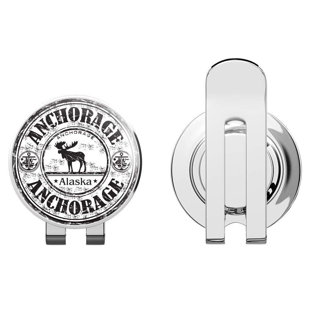 888 Graphics Anchorage City Alaska Grunge Travel Stamp Golf Hat Clip with Magnetic Ball Marker