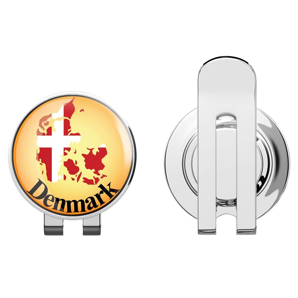 888 Graphics Denmark Map Flag Label Golf Hat Clip with Magnetic Ball Marker