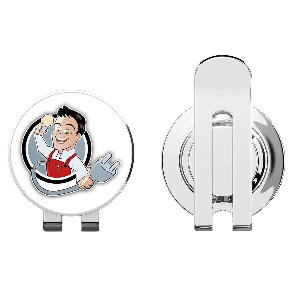 888 Graphics Electrician Funny Cartoon Guy Golf Hat Clip with Magnetic Ball Marker