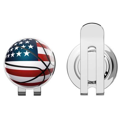 888 Graphics Basketball USA Flag Golf Hat Clip with Magnetic Ball Marker