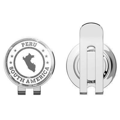 888 Graphics Peru Map South America Grunge Rubber Stamp Golf Hat Clip with Magnetic Ball Marker