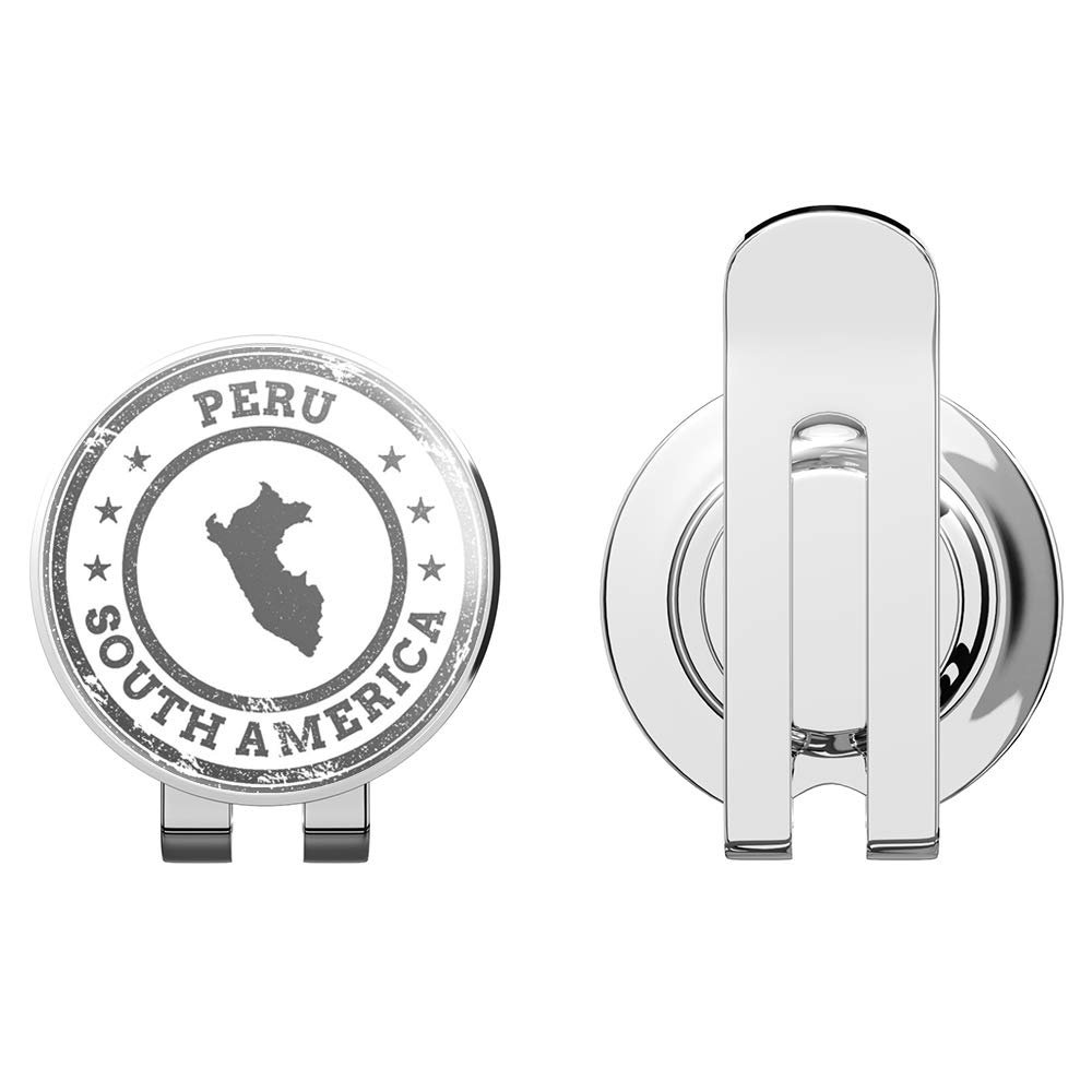 888 Graphics Peru Map South America Grunge Rubber Stamp Golf Hat Clip with Magnetic Ball Marker