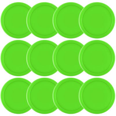 Coopay 12 Pieces Home Air Hockey Pucks 2.5 Inch Heavy Replacement Pucks for Game Tables Equipment Accessories, 12 Grams (Green)