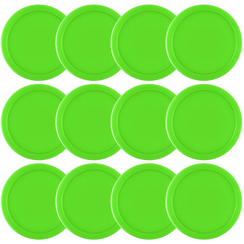 Coopay 12 Pieces Home Air Hockey Pucks 2.5 Inch Heavy Replacement Pucks for Game Tables Equipment Accessories, 12 Grams (Green)