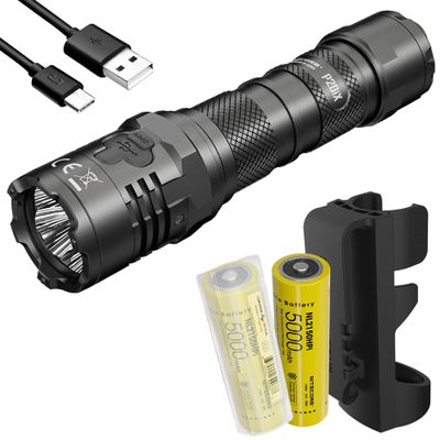Nitecore Power Bundle P20iX+NL2150HPi 4000 lumens Rechargeable Tactical Flashlight, 2X NL2150HPi, and LumenTac Organizer