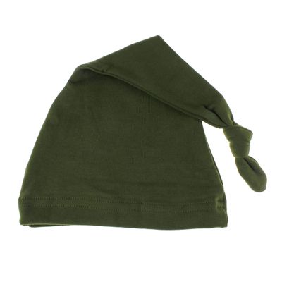 My Lello Long Knotted Tail Cotton Beanie Hat Baby (6-18mo) - Olive Green